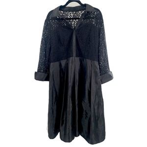 EY SIGNATURE Black Satin & lace airy accents delivery the style drama Sz 18 New